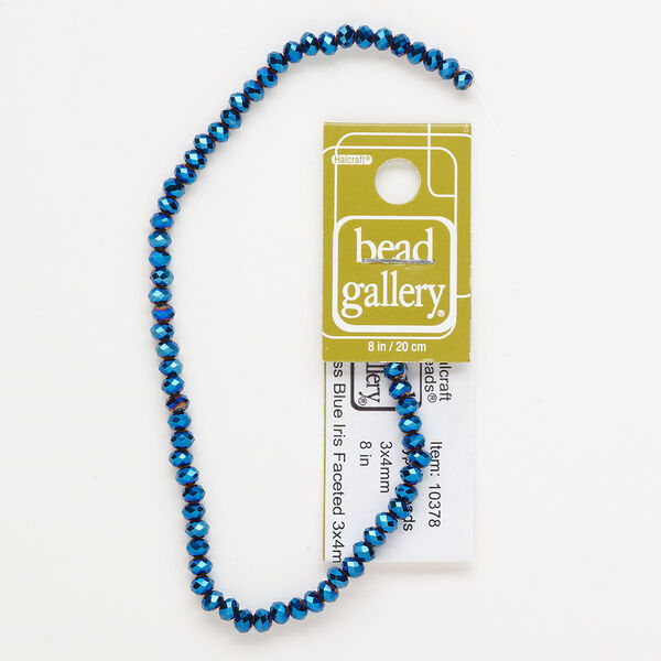 Bead, glass, opaque blue iris, 4x2mm-5x3mm faceted rondelle. Sold per 8-inch strand, approximately 65 beads. image number 0