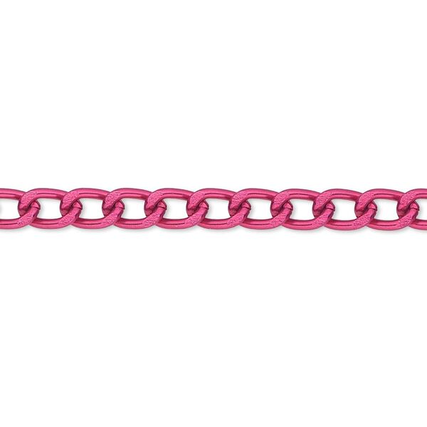 Chain, anodized aluminum, fuchsia, 4mm curb. Sold per pkg of 25 feet. image number 0