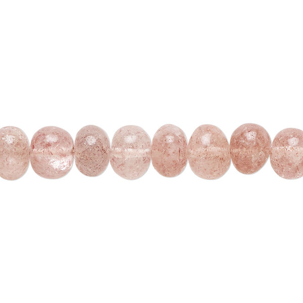 Strawberry quartz 1pkg1, hand-cut rondelle bead natural 14 inch 7x4mm-8x6mm image number 0