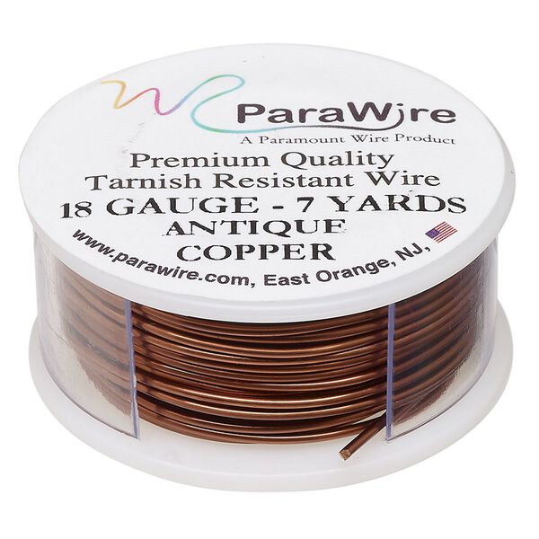Wire, ParaWire™, antiqued copper, round, 18 gauge. Sold per 7-yard spool. image number 0