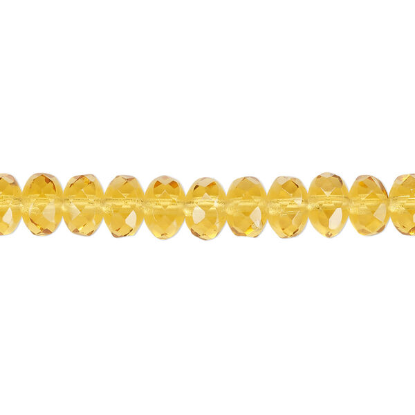 Bead, Czech fire-polished glass, honey, 7x5mm faceted rondelle. Sold per 15-1/2" to 16" strand. image number 0