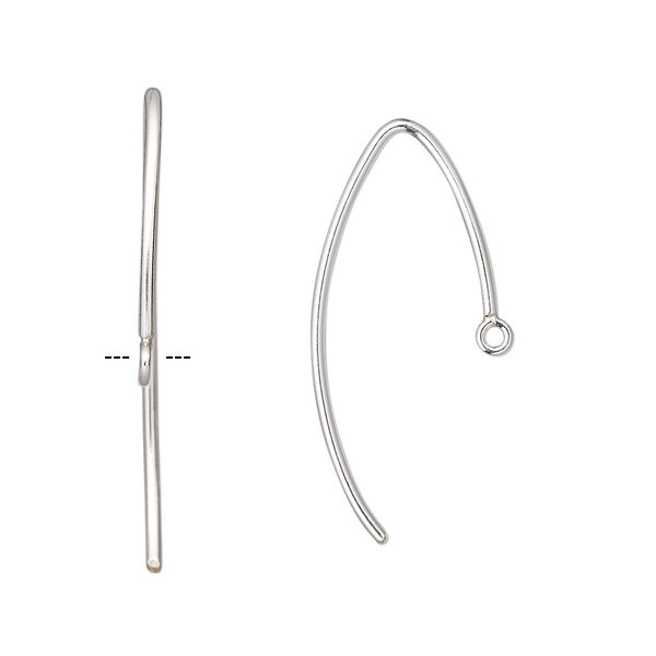Ear wire, sterling silver-filled, 17mm marquise with closed loop, 18 gauge. Sold per pair. image number 0