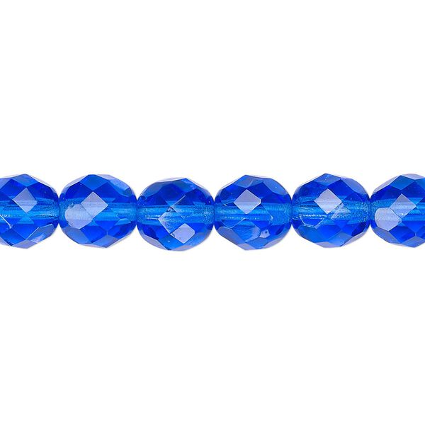 Bead, Czech fire-polished glass, light cobalt, 8mm faceted round. Sold per pkg of 600 (1/2 mass). image number 0