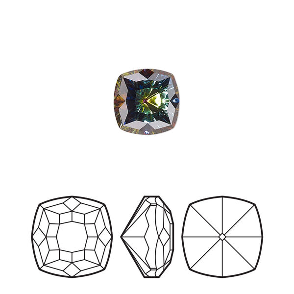 Fancy stone 2pk crystal vitrail medium foil back, Crystal Passions® 10mm magical square 4460 image number 0
