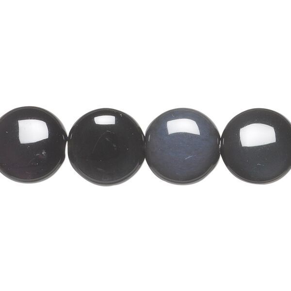 Rainbow obsidian 1pkg1, flat round bead natural 15.5-16 inch 12mm image number 0
