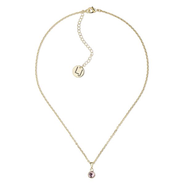 Necklace, Everyday Jewelry™, Crystal Passions® and gold-plated "pewter", light rose, 7.5mm round, 16 inches with 2-1/2 inch extender chain and lobster claw clasp. Sold individually. image number 0