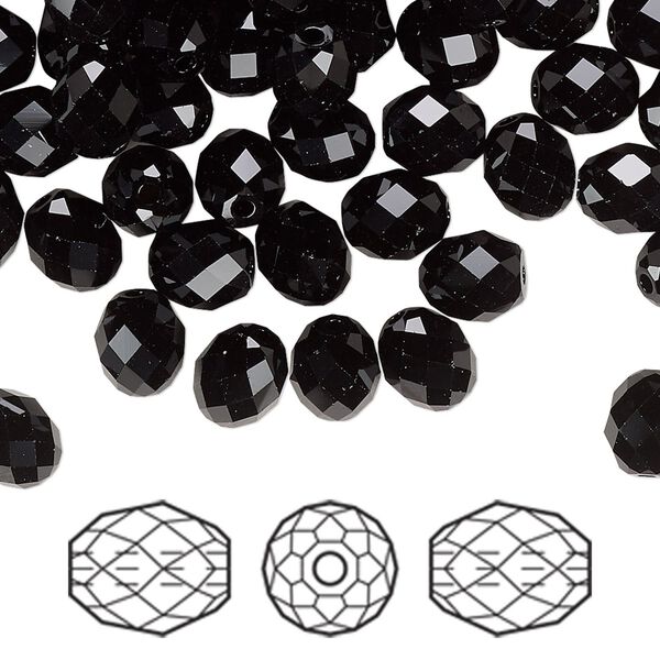 Bead 288pk jet, Swarovski® 7x6mm olive briolette 5044 image number 0