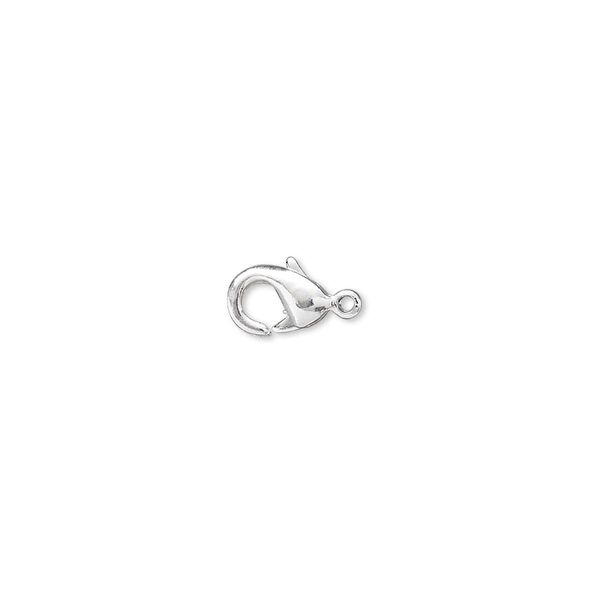 Clasp, lobster claw, silver-plated brass, 7x5mm. Sold per pkg of 10. image number 0