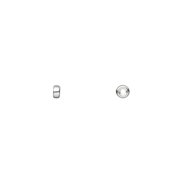 Bead, sterling silver, 3x1.5mm flat rondelle. Sold per pkg of 50. image number 0