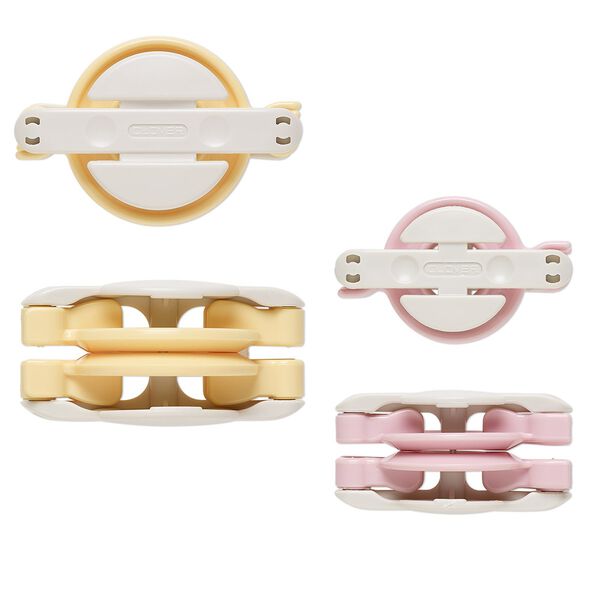 Pom-pom maker, Clover, plastic and stainless steel, light pink / light yellow / white, 2-1/4 x 1-1/2 inches and 2x1 inches. Sold per pkg of 2. image number 0
