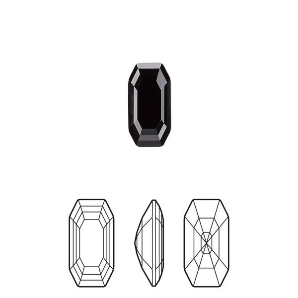Fancy stone 2pk jet, Crystal Passions® 12x6mm elongated imperial 4595 image number 0