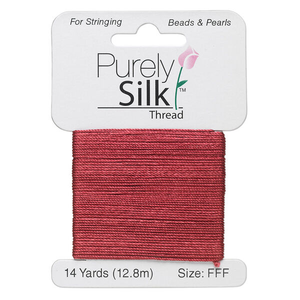 Thread, Purely Silk™, maroon, size FFF. Sold per 14-yard card. image number 0