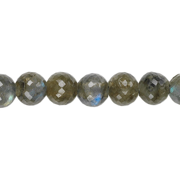 Labradorite 1pkg10, hand-cut faceted round bead natural B grade, 8mm image number 0