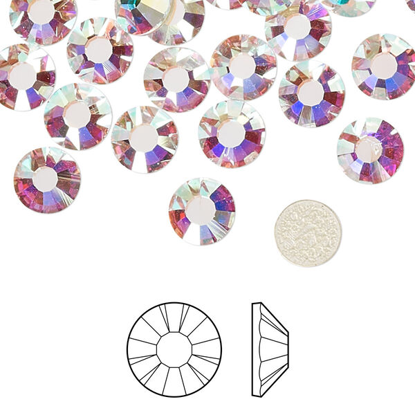 Flat back 12pk crystal AB foil back, Preciosa MAXIMA Czech crystal hotfix rhinestone 7.069-7.272mm chaton rose round SS34 image number 0