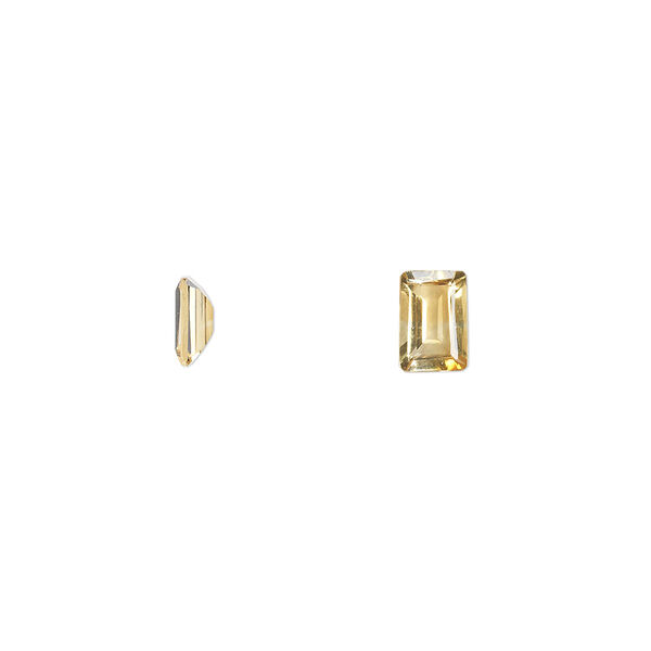 Citrine 1pkg1, hand-cut faceted emerald-cut gem 6x4mm image number 0
