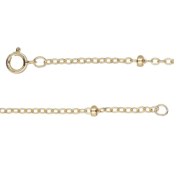 Chain, 14Kt gold-filled, 1.8mm flat cable and 3x1.5mm rondelle, 18 inches with springring clasp. Sold individually. image number 0