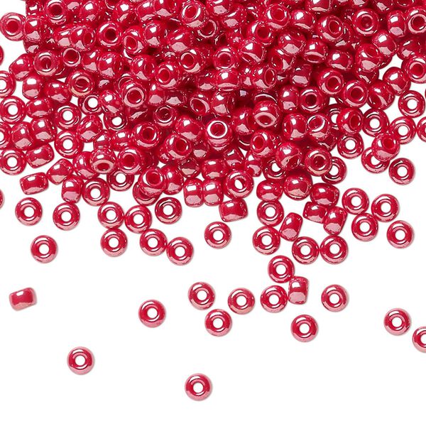Seed bead, Miyuki, glass, pkg/250g, #8 rocaille, opaque luster cadillac red, (RR-425). image number 0