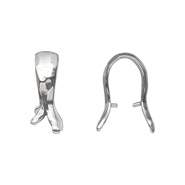 Bail, JBB Findings, ice-pick, antiqued sterling silver, 20x6mm faceted branch, 10mm grip length. Sold individually. image number 0