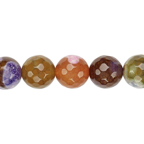Fire crackle agate 1pkg1, faceted round bead 15 inch 10-11mm image number 0