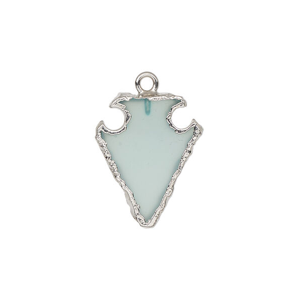 Chalcedony / sterling silver 1pkg1, hand-cut electroplated arrowhead drop 20x15mm image number 0