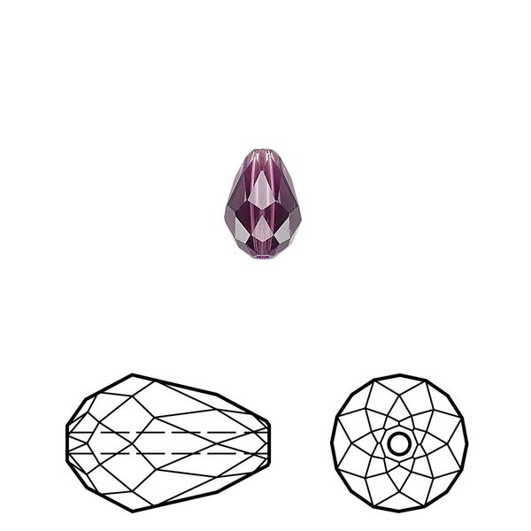 Bead 24pk amethyst, Crystal Passions® 9x6mm teardrop 5500 image number 0