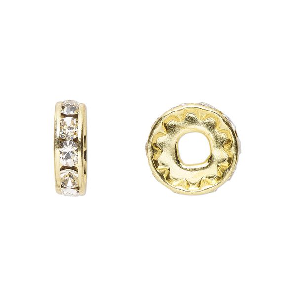 Bead 144pk crystal gold plate, Preciosa Czech crystal 12x3.5mm rondelle image number 0