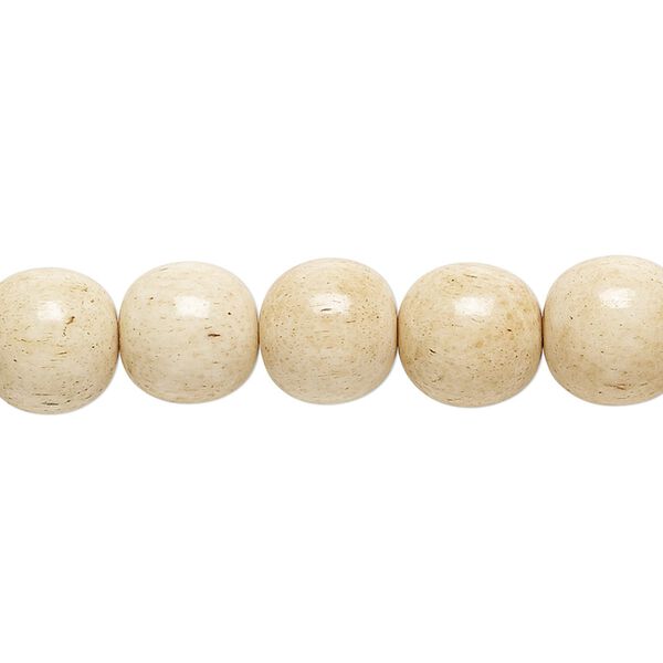 Bead, bone (dyed), antiqued brown and white, 10mm round, Mohs hardness 2-1/2. Sold per 15-1/2" to 16" strand. image number 0