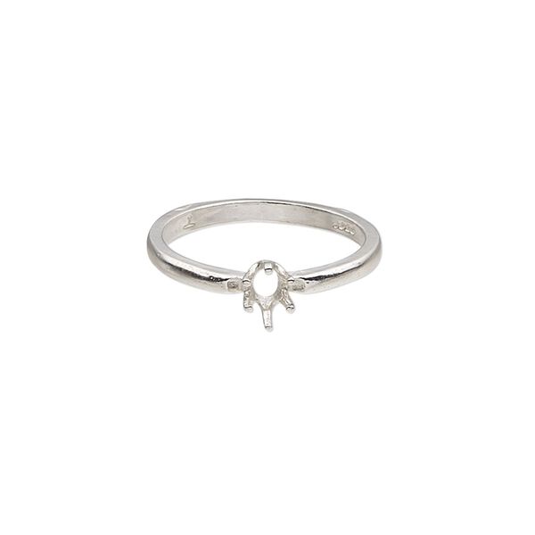 Ring, Sure-Set™, sterling silver, 5x3mm 6-prong oval basket setting, size 6. Sold individually. image number 0