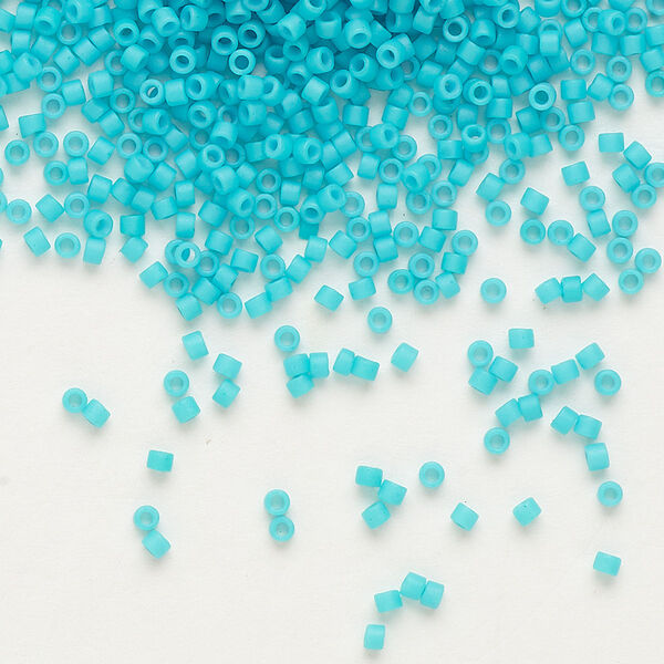 Seed bead, Delica®, glass, pkg/7.5g, #11 round, opaque matte turquoise blue light blue (DB-0793). image number 0