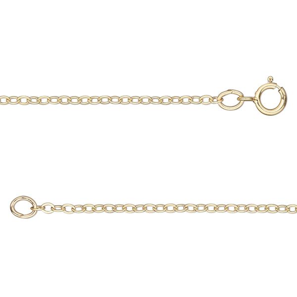 Chain, 14Kt gold-filled, 1.7mm flat cable, 18 inches with springring clasp. Sold individually. image number 0