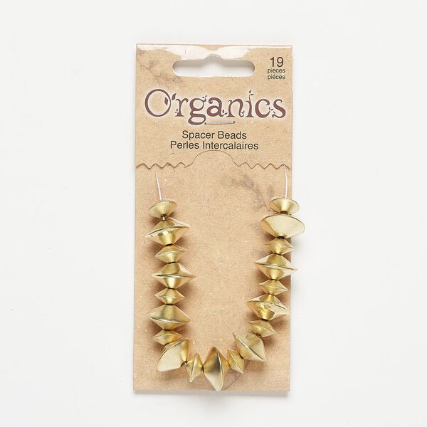 Bead, gold-coated plastic, 9x5mm and 14x8mm matte saucer. Sold per pkg of 19. image number 0