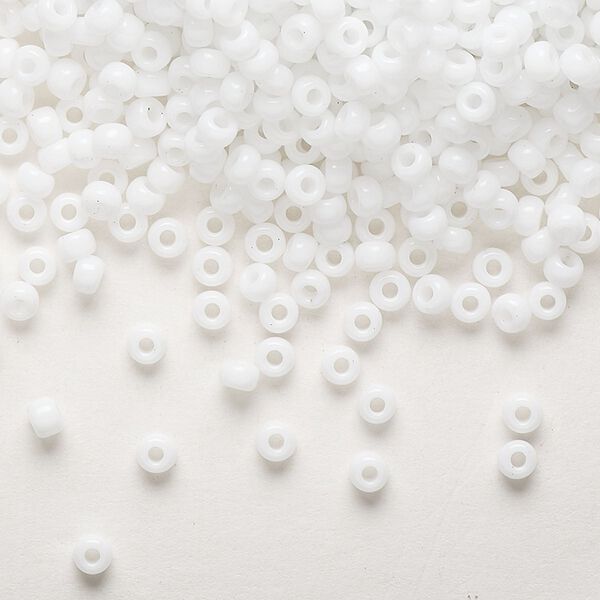 Seed bead, Miyuki, glass, pkg/50g, #8 rocaille, opaque white, (RR-402). image number 0