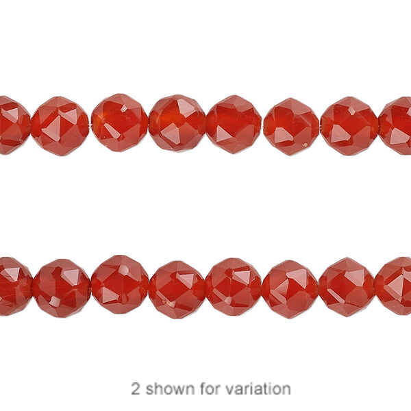 Carnelian 1pkg1, rose-cut round bead 8 inch 6mm image number 0