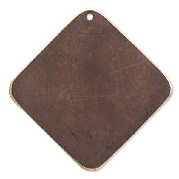 Focal, brass, earth tone brown patina, Pantone® color 19-1321, 40x40mm double-sided diamond. Sold per pkg of 6. image number 0