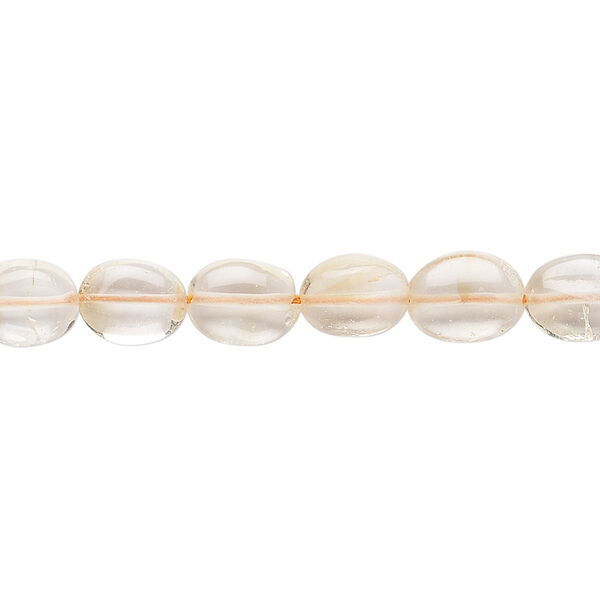 Citrine 1pkg1, hand-cut puffed oval bead 7 inch 8x6mm-11x7mm image number 0