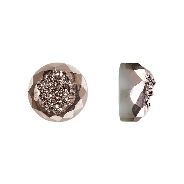 Druzy agate 1pkg1, hand-cut calibrated faceted round cab 12mm image number 0
