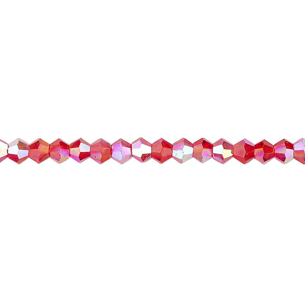 Bead 1pk transparent red AB, Celestial Crystal® 4mm bicone 15.5-16 inch image number 0