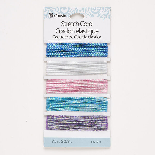 Cord mix, elastic, sparkle, 0.7mm round. Sold per 75-foot pkg. image number 0