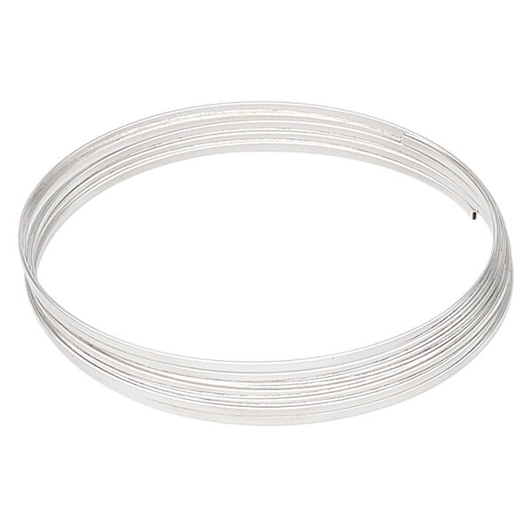 Memory wire, Beadalon®, silver-plated carbon steel, 2.25-2.63 inch round bracelet, 1-1.2mm wide flat wire, 0.5-0.6mm thick. Sold per 0.35-ounce pkg, approximately 12 loops. image number 0