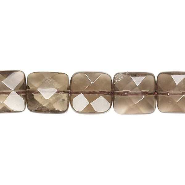 Smoky quartz 1pkg1, faceted square bead 15.5-16 inch 10mm image number 0