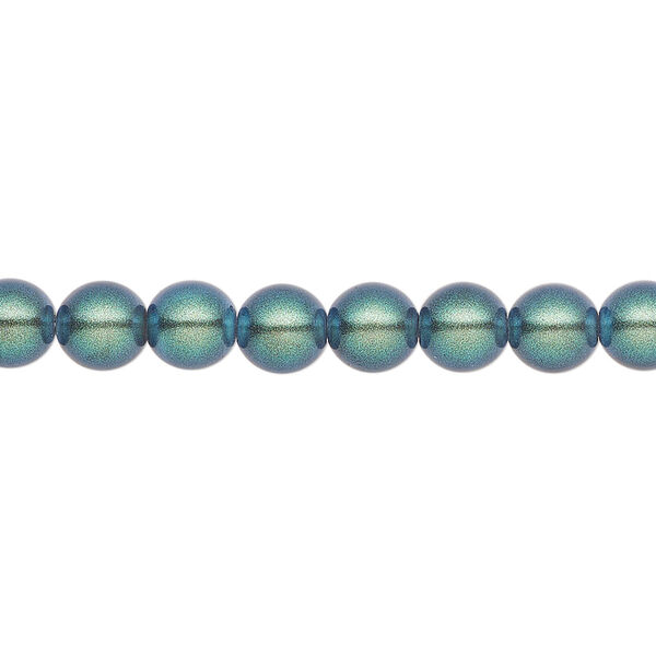 Pearl 25pk pearlescent peacock green, Preciosa Czech crystal 6mm round image number 0