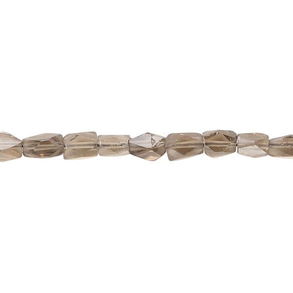 Smoky quartz 1pkg1, hand-cut faceted flat nugget bead 14 inch mini image number 0