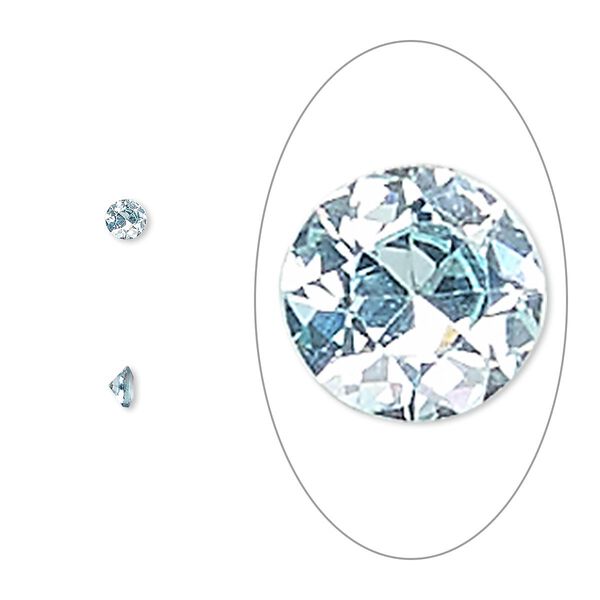 Gem, cubic zirconia, aqua blue, 3mm faceted round, Mohs hardness 8-1/2. Sold per pkg of 5. image number 0