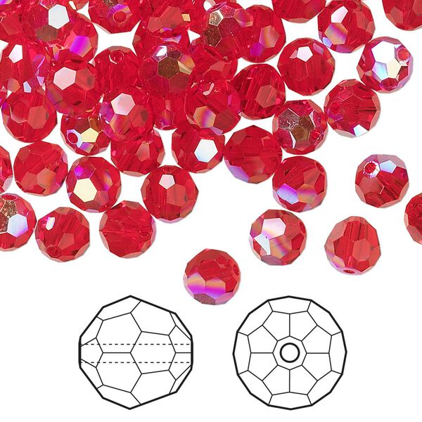 Bead 144pk light Siam AB, Crystal Passions® 6mm round 5000 image number 0
