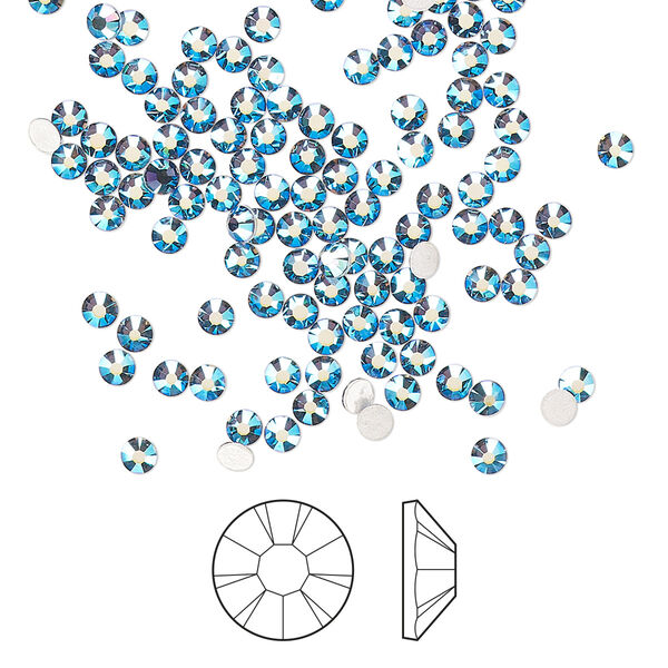 Flat back 1440pk denim blue AB foil back, Preciosa MAXIMA Czech crystal hotfix rhinestone 2.3-2.5mm chaton rose round SS8 image number 0