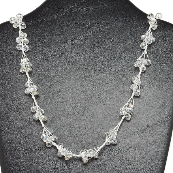 Necklace, glass and nylon cord, clear, 8x6mm faceted rondelle, 32-inch continuous loop. Sold individually. image number 0