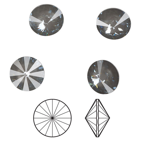 Chaton 4pk crystal dark grey ignite LacquerPRO, Crystal Passions® 12mm rivoli 1122 image number 0