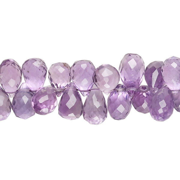 Amethyst 1pkg1, hand-cut top-drilled faceted teardrop bead natural 8 inch 9x6mm-11x7mm image number 0