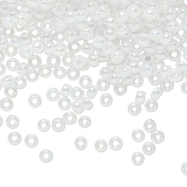 Seed bead, TOHO BEADS®, glass, pkg/50g, #8 round, opaque ceylon snowflake (TR-08-141). image number 0