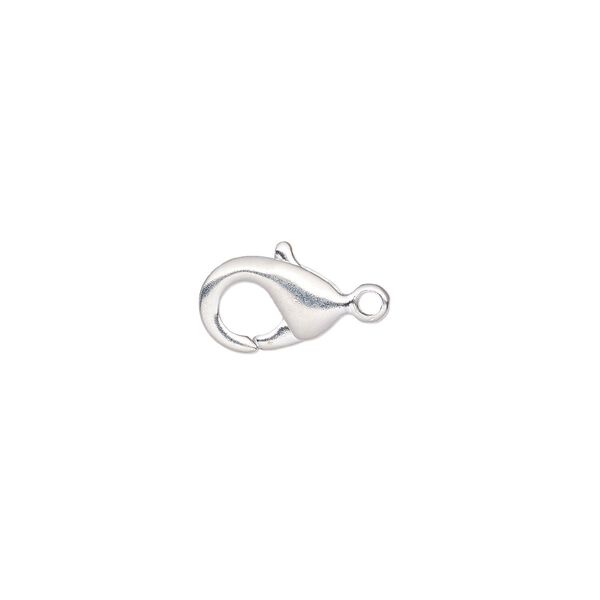 Clasp, TierraCast®, lobster claw, silver-plated brass, 9x6mm. Sold per pkg of 2. image number 0